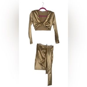 Gold Two piece Fashion Nova Skirt Set